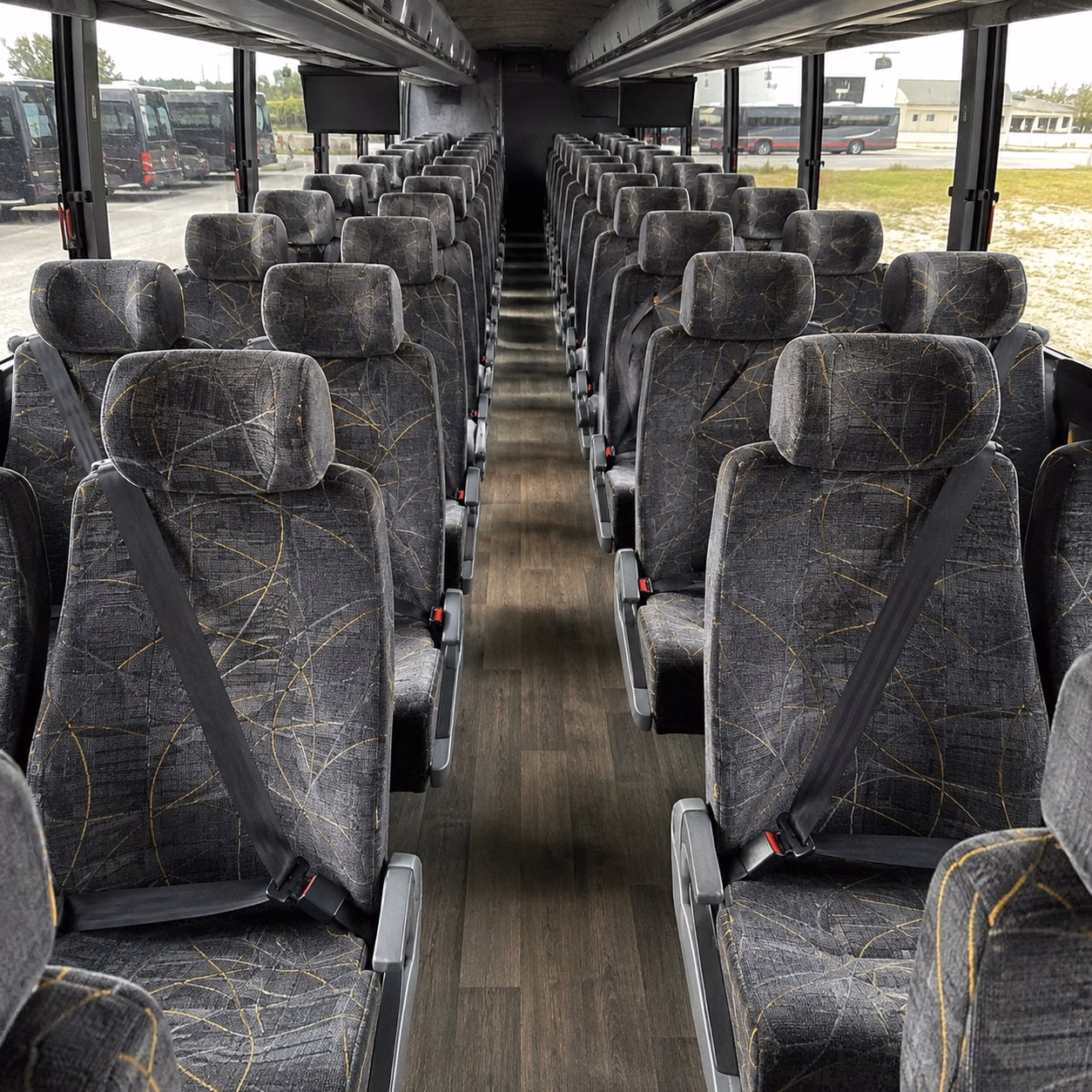 56 passenger charter bus inside