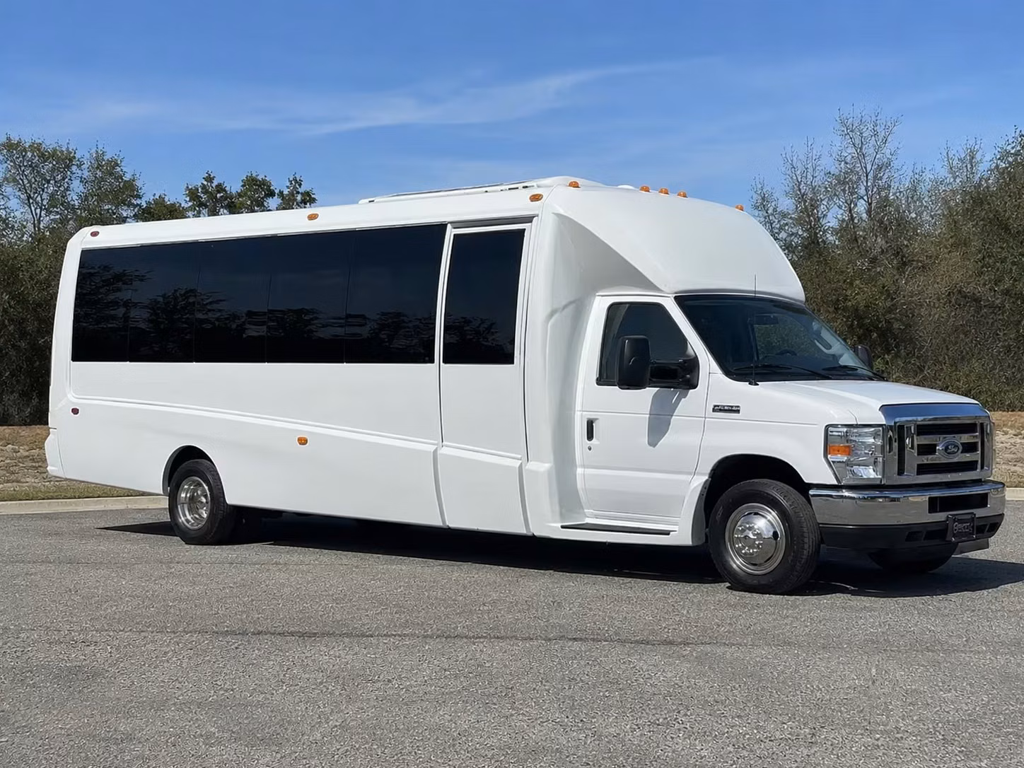 keeping the bridal party together with a little rock wedding party bus